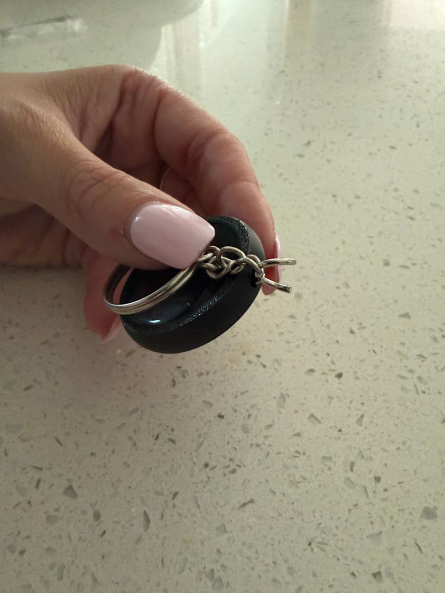 Keychain fed onto the open larger ring